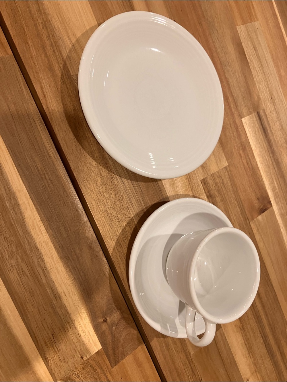 Fiestaware White Cup, Saucer and Side Plate Set